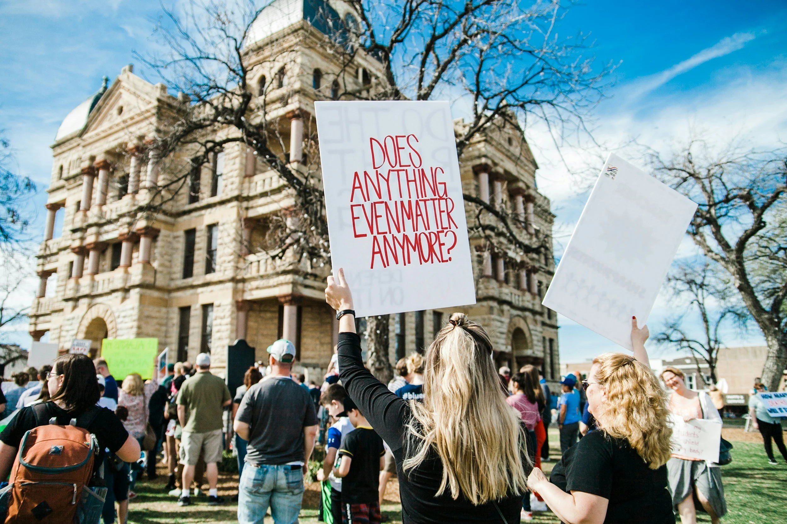 political sign at a protest