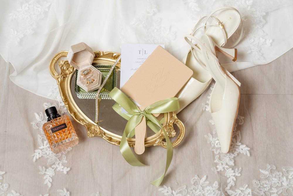 Wedding detail flat lay