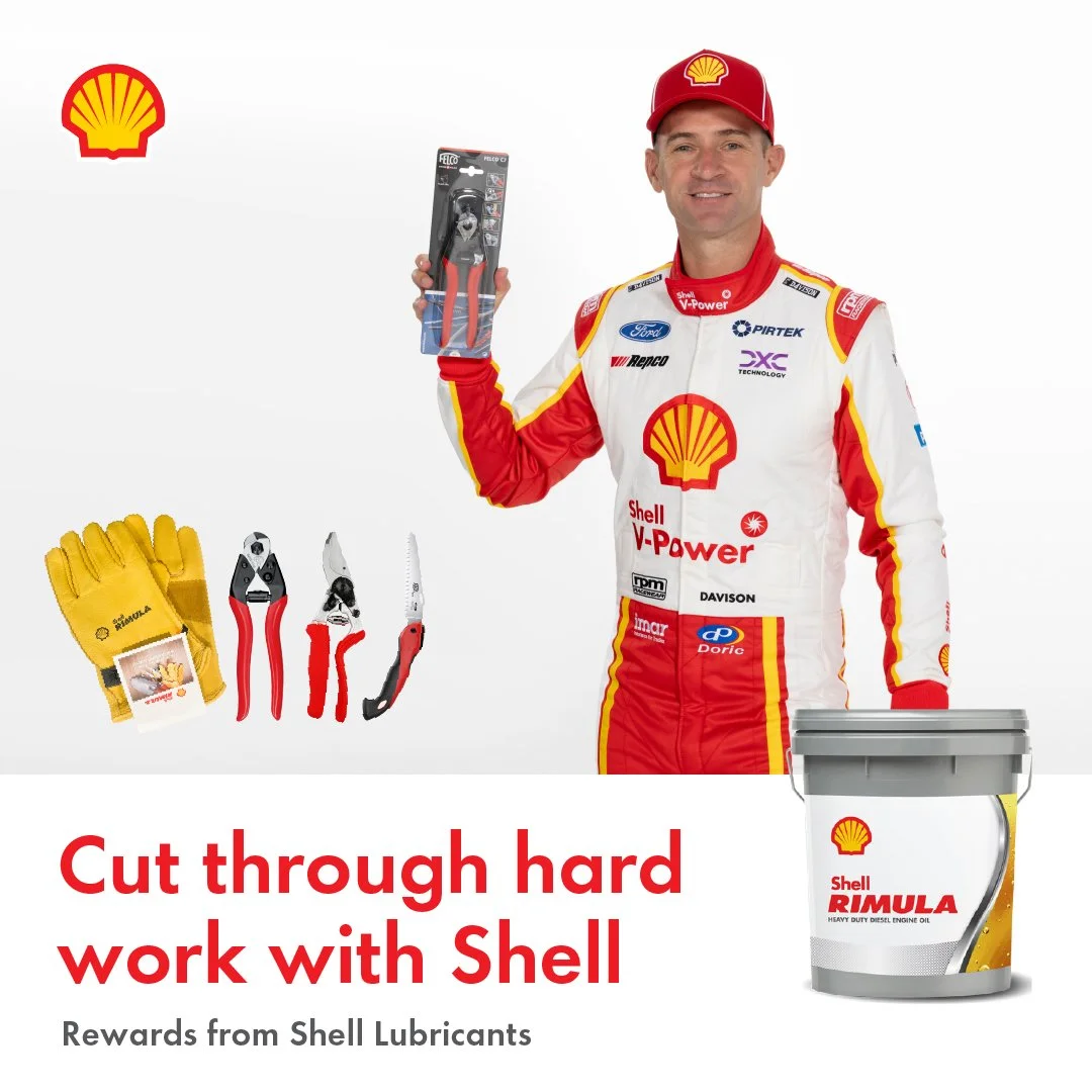 Will Davison from Shell V-Power Racing Team with the latest promotion for Shell Rimula