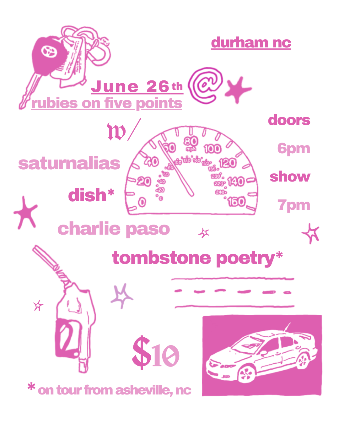 saturnalias / dish / charlie paso / tombstone poetry (rubies on five points, jun '24)