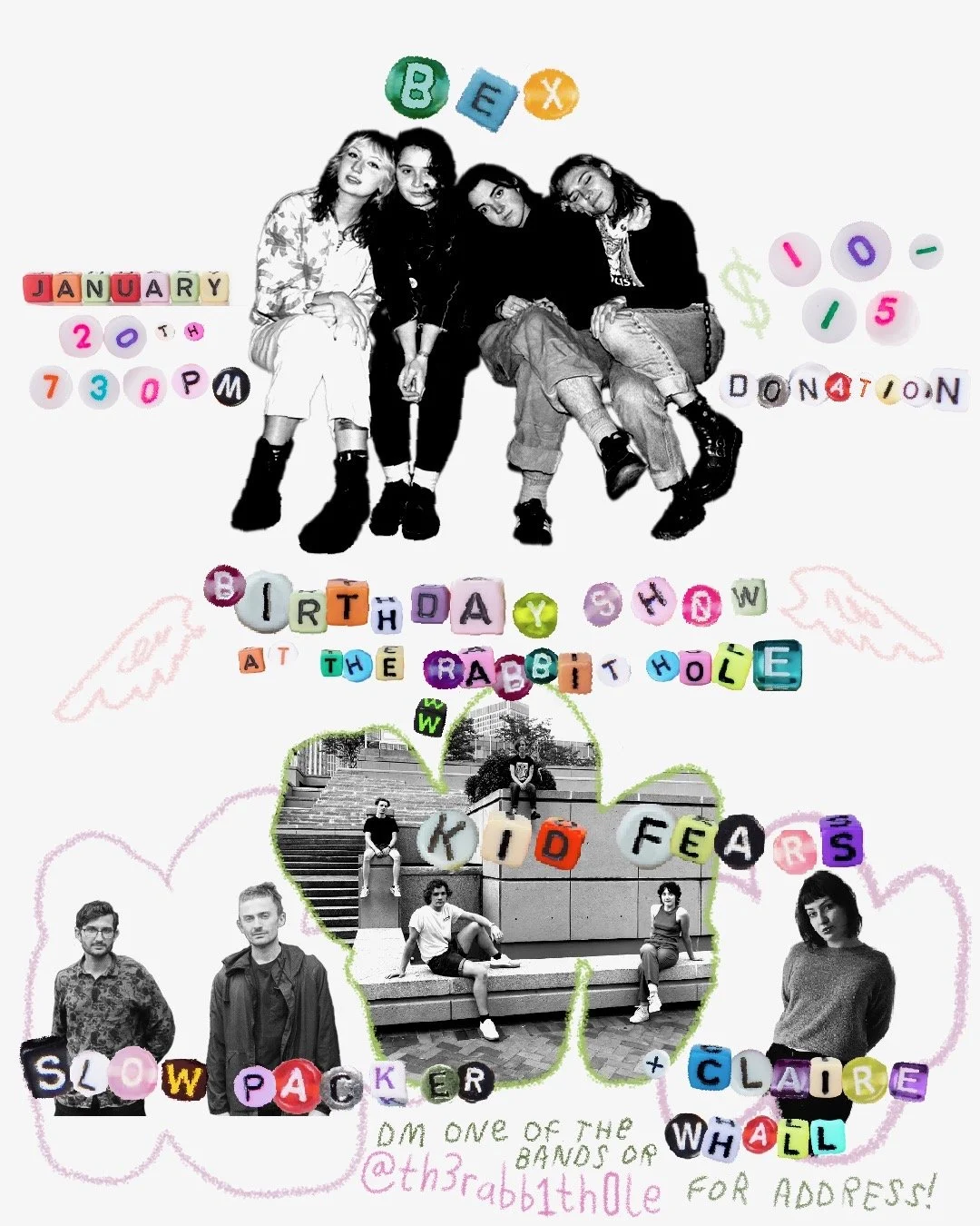 bex / kid fears / slow packer / claire whall (the rabbit hole, jan '23)