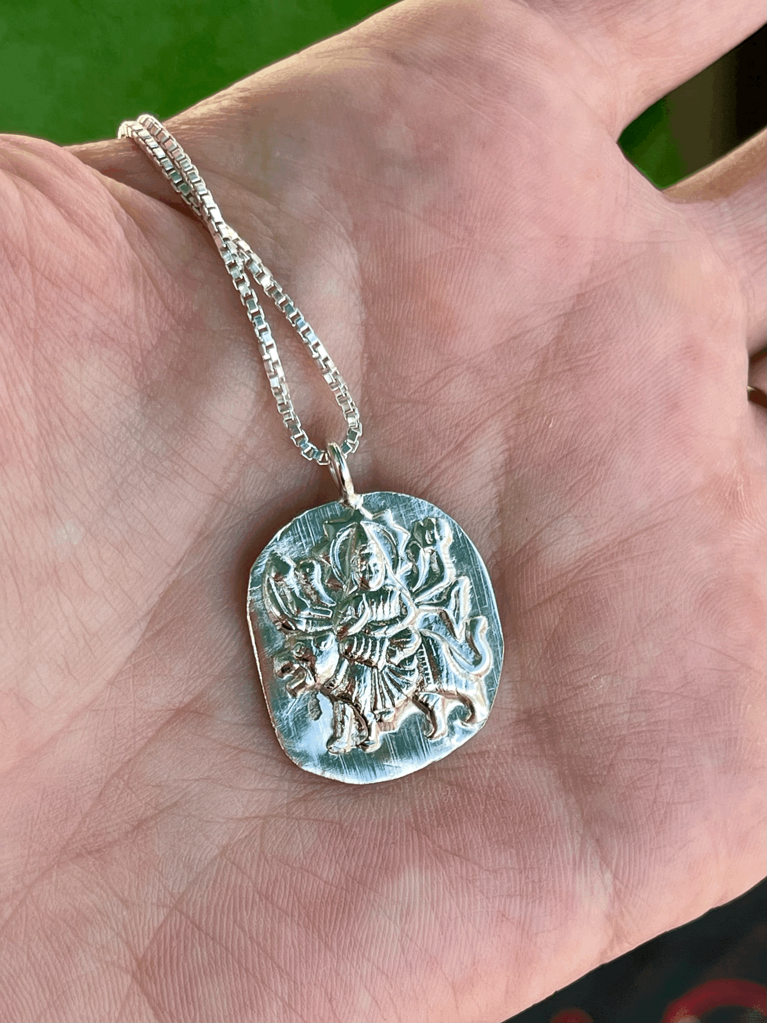 Large Stamped Sterling Silver Talismans on Chain
