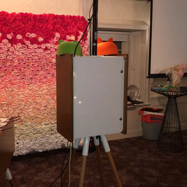 Birthday guests using photo booth