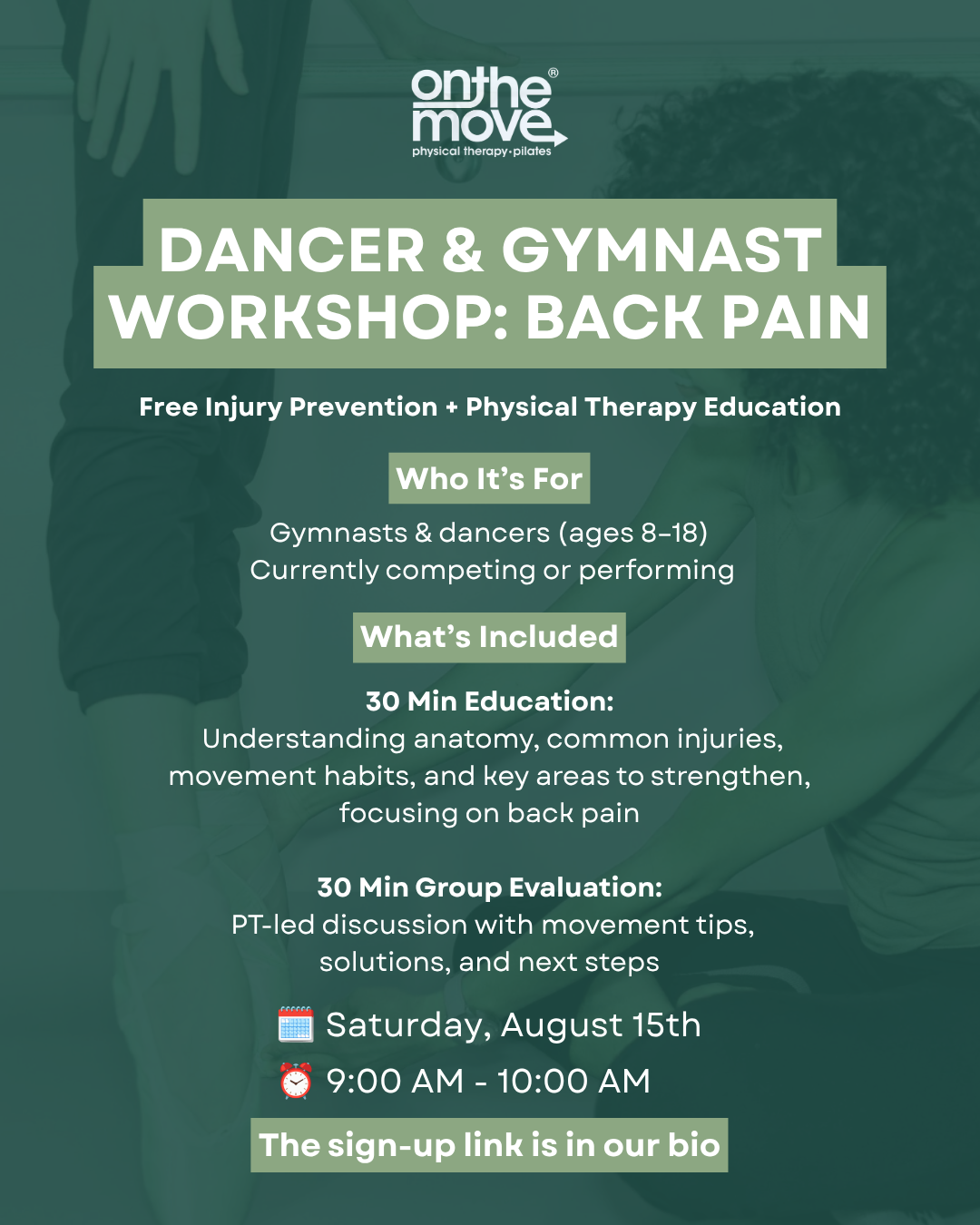 Free Dancer &amp; Gymnast Workshop: Back