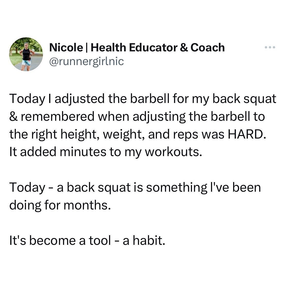 Make your hard ➡️ HABIT.

Most things that are new *will* be challenging and uncomfy. Those minutes spent figuring out how to use a dang barbell were enough to make me wanna throw in the towel and go back to my dumbbells. 

If we don&rsquo;t practice