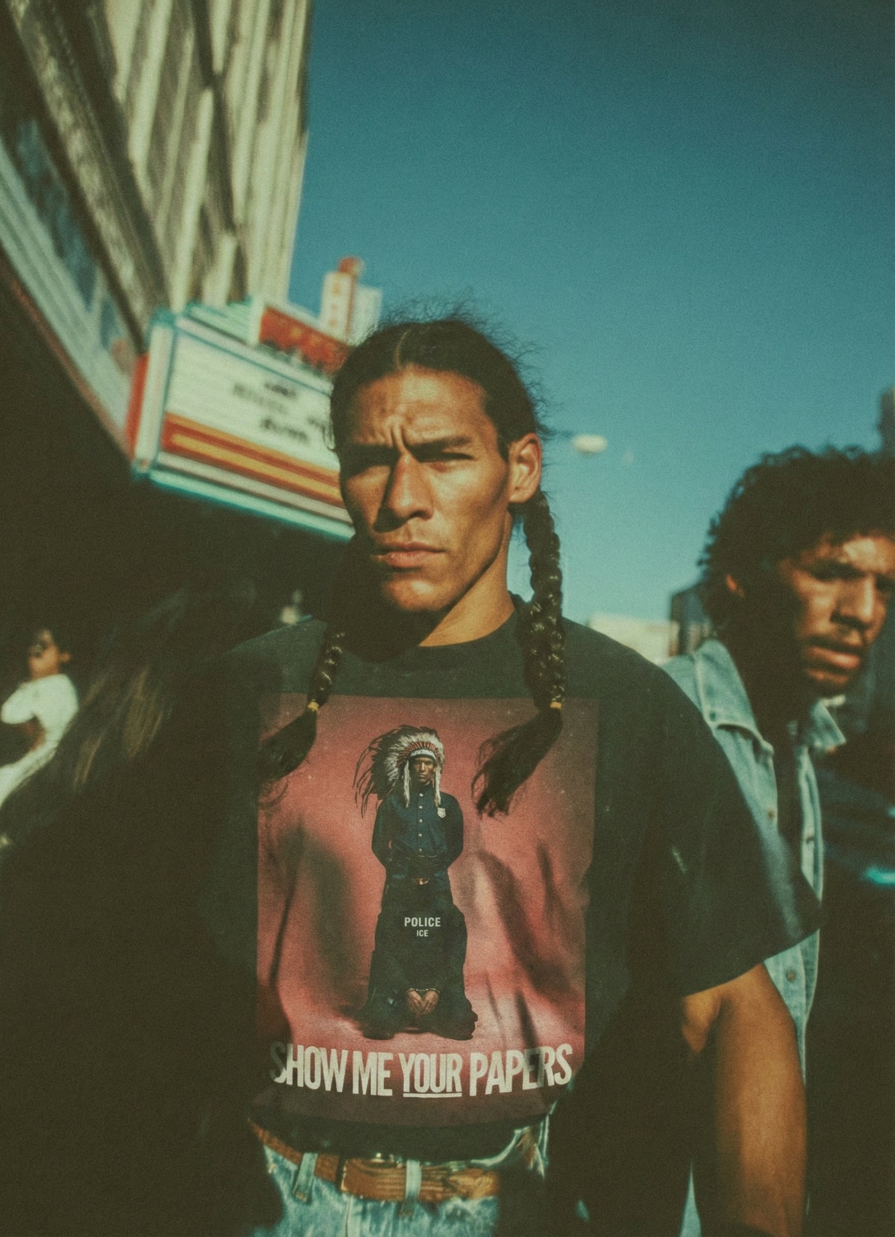 Show me your papers - Unisex organic oversized high neck t-shirt