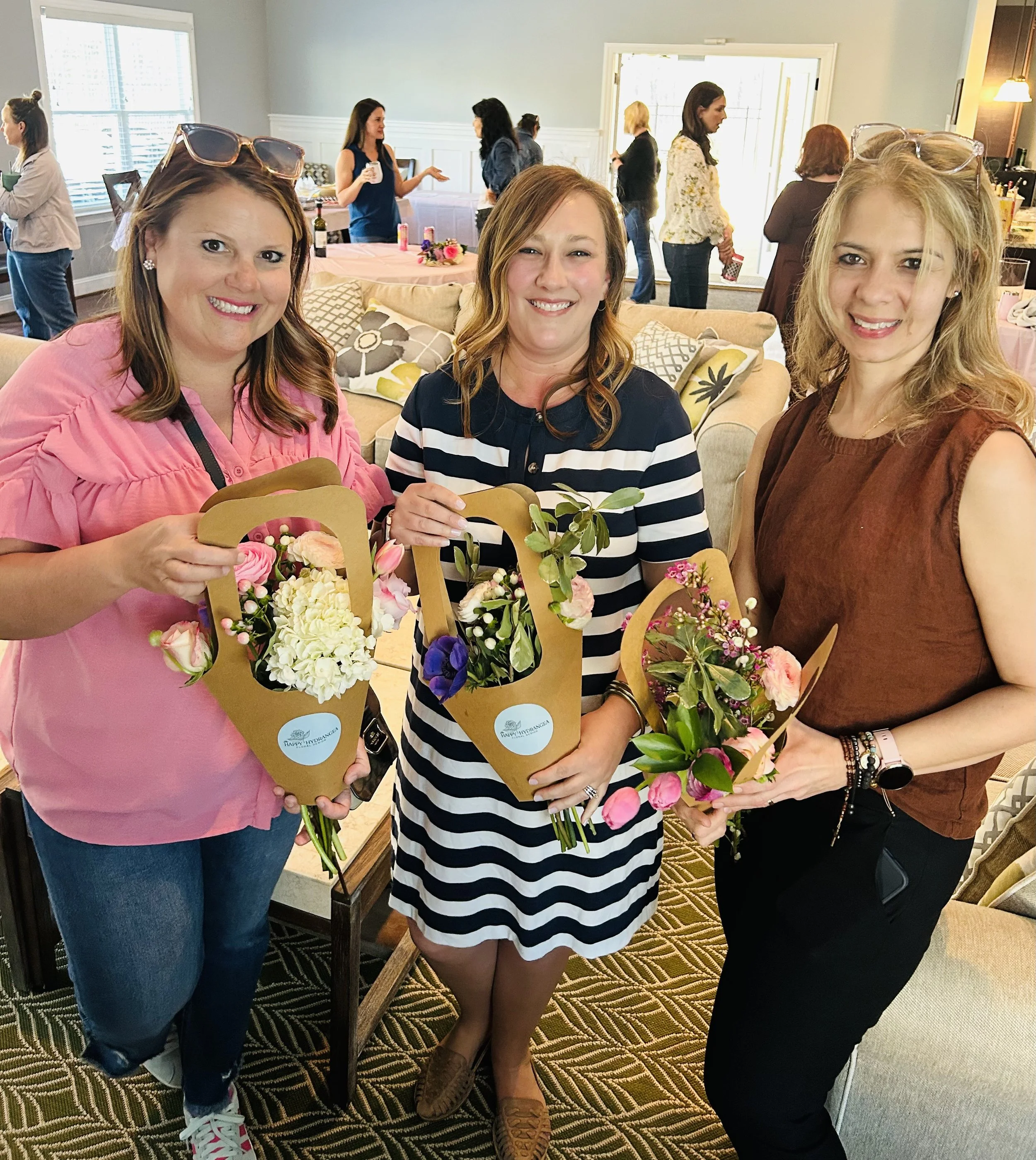 Flower Bar Attendees at a neighborhood ladies night 