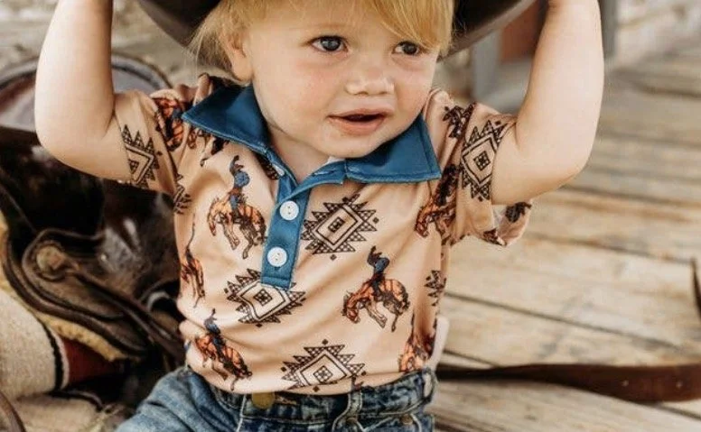 Aztec Bucking Horse Polo Onesie