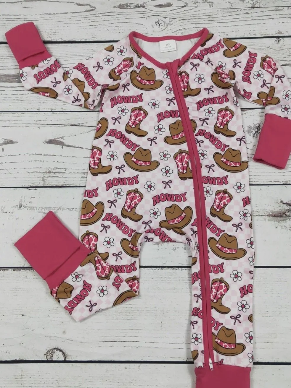 Baby Girls Western Bow Printed Sleeper