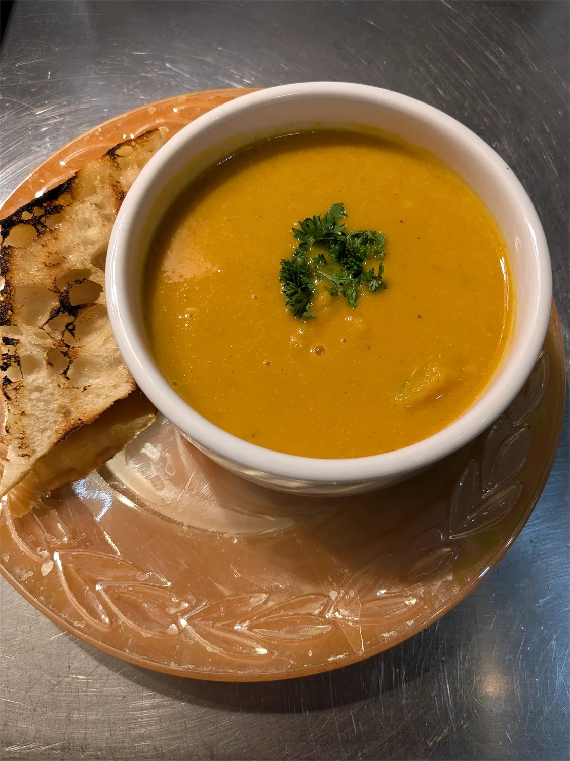 Squash Soup with Parsley Sprig