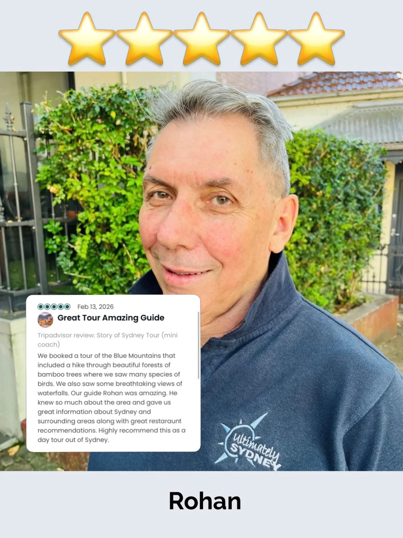 We are blessed to have Rohan on the UltSyd team - passionate and most long standing tour guide. 

Thank you for all that you give our visitors - showing off #thebestofsydney ❤️🇦🇺🕺