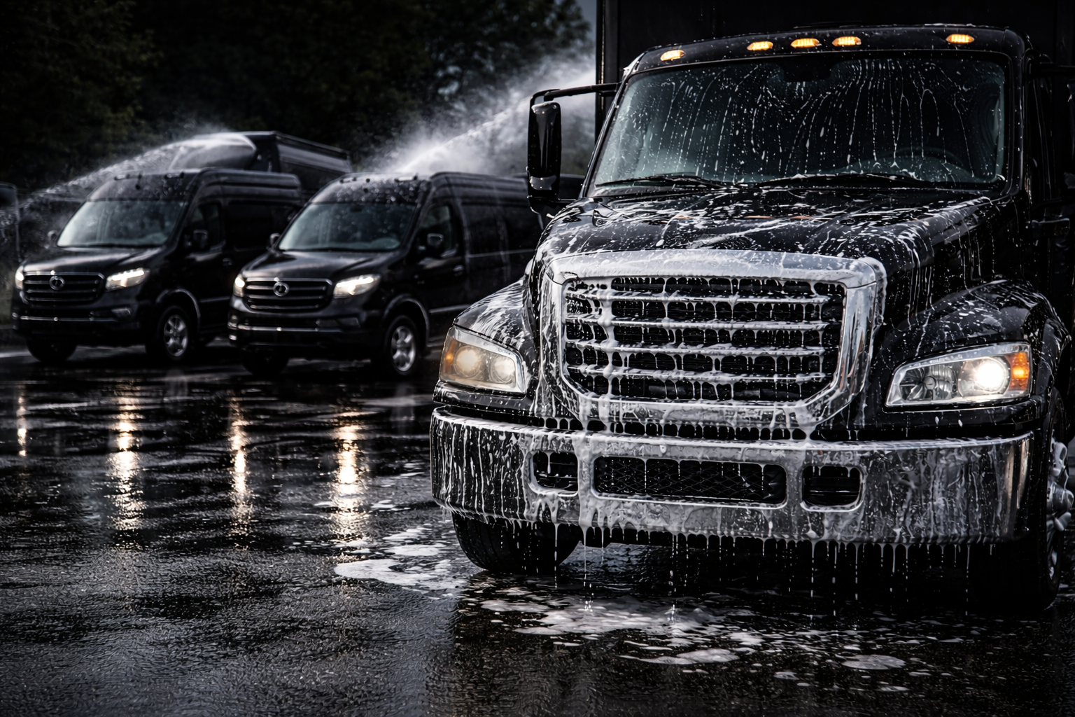 Utah commercial fleet detailing service cleaning company trucks, vans, and work vehicles for a professional appearance.