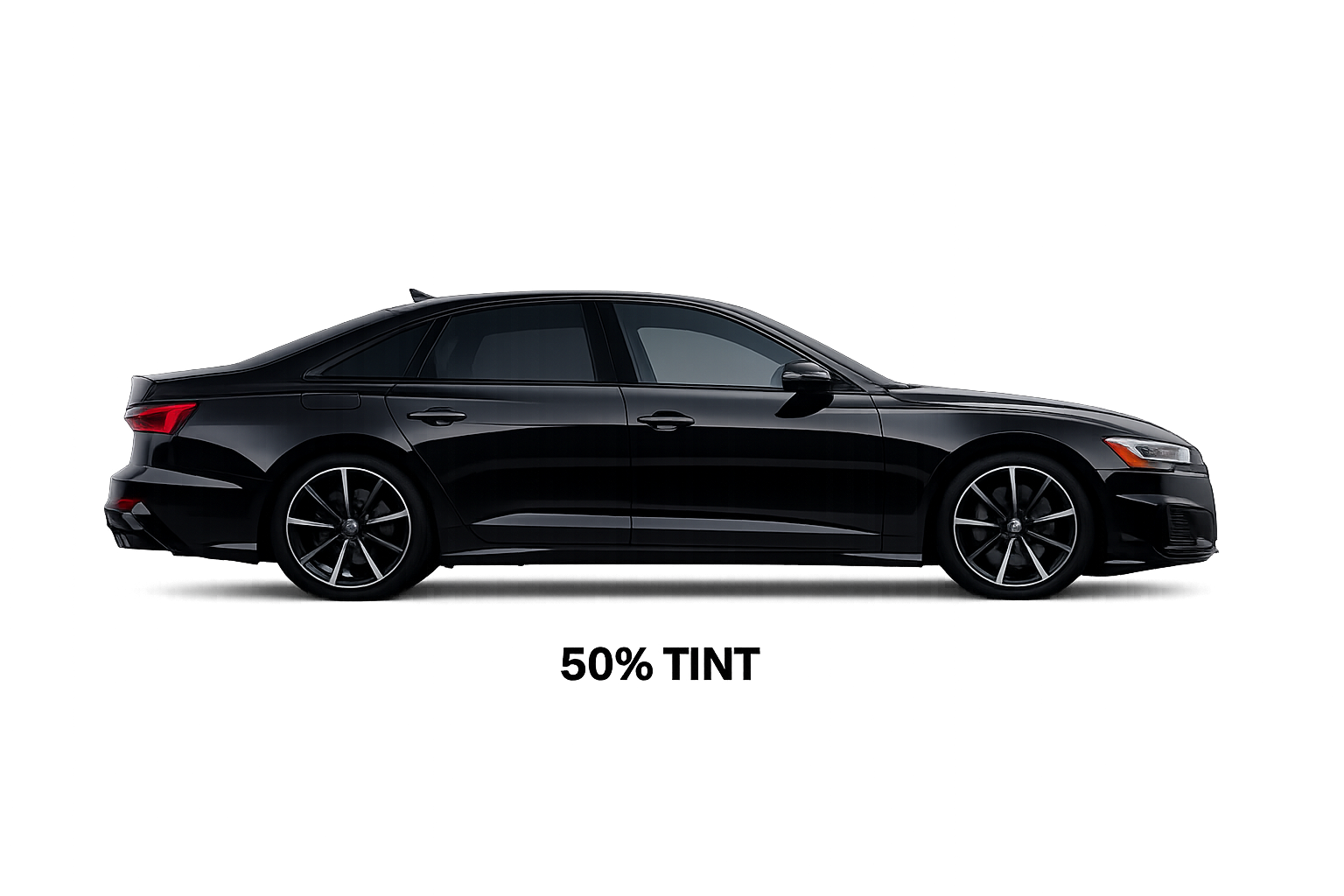 50% window tint applied to vehicle windows for light tint, glare reduction, and UV protection.