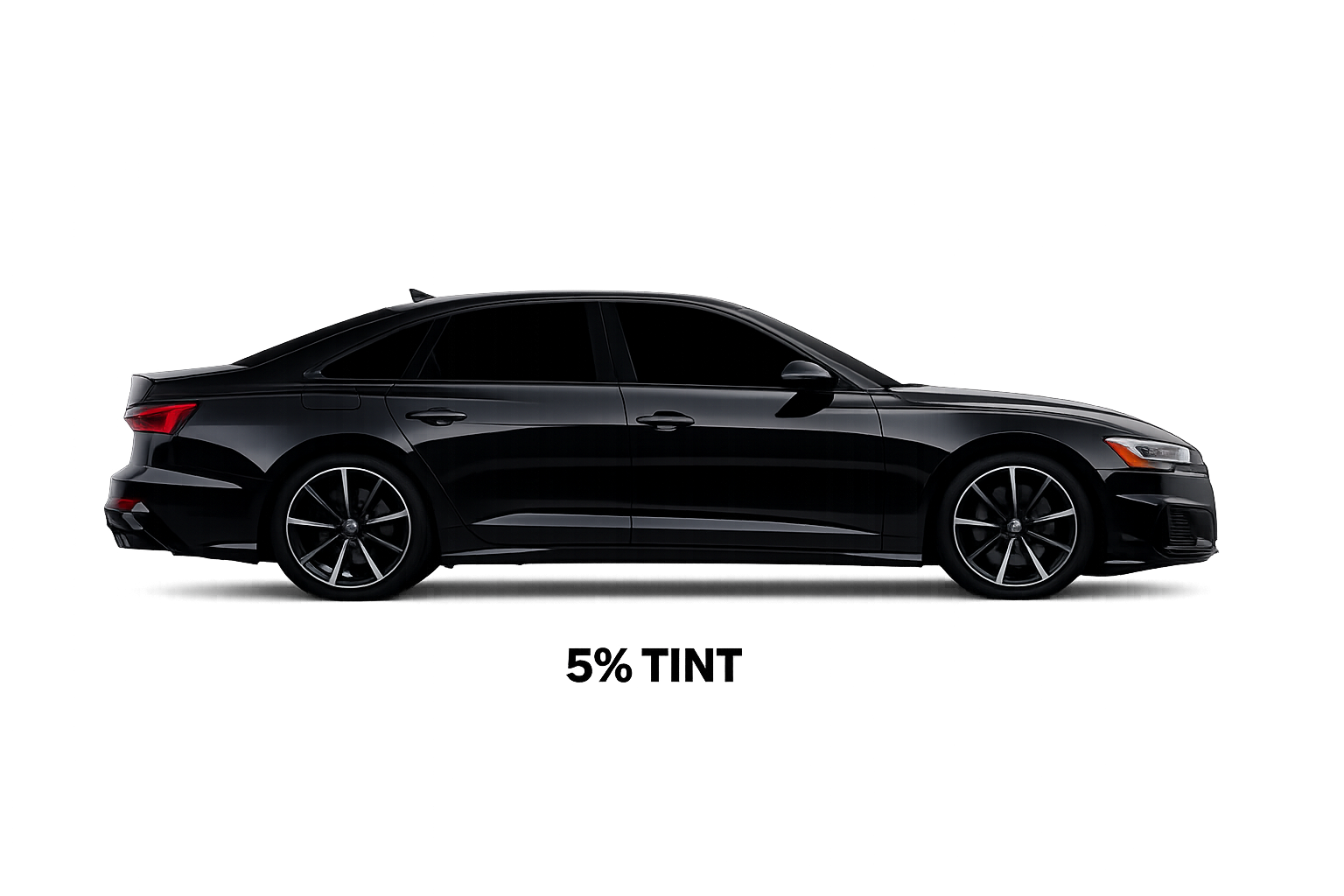 Vehicle with 5% limo tint window film providing maximum privacy and heat reduction.