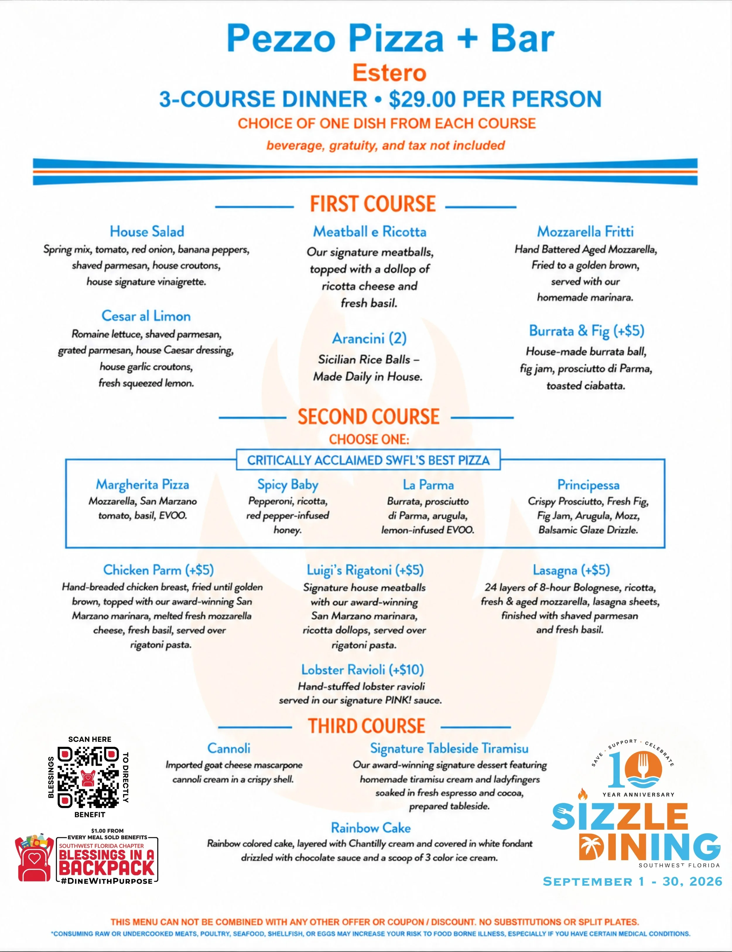 Sizzle Menu Starting September 1st