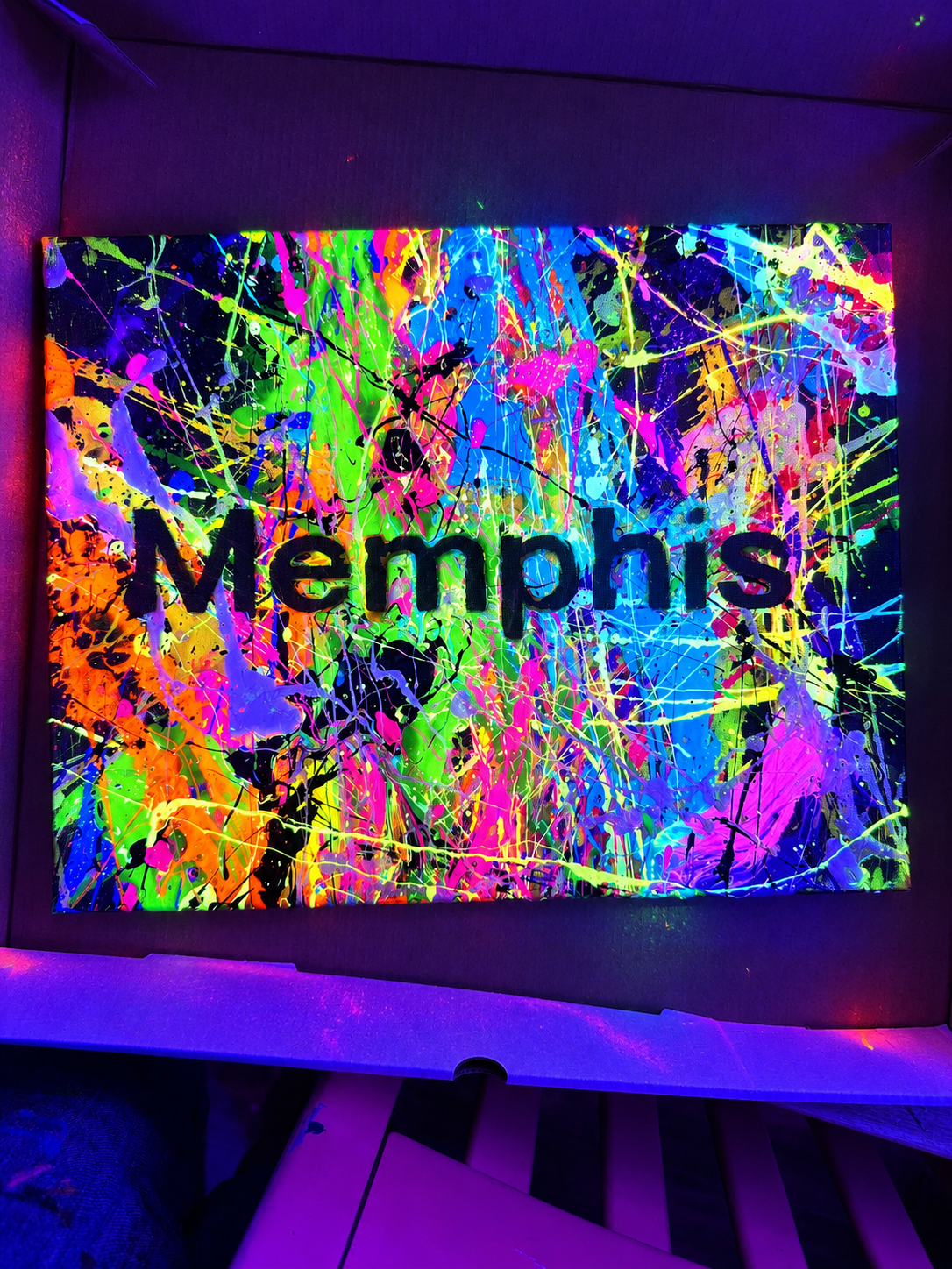 neon splatter painting