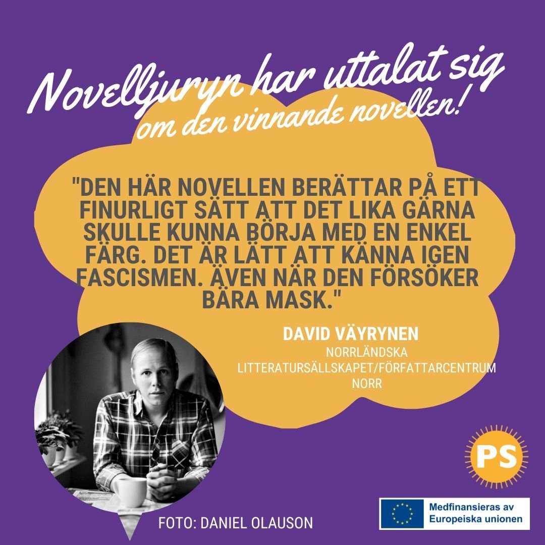 Bild med citat från juryn om novellen "förbudet" som vann novelltävlingen.