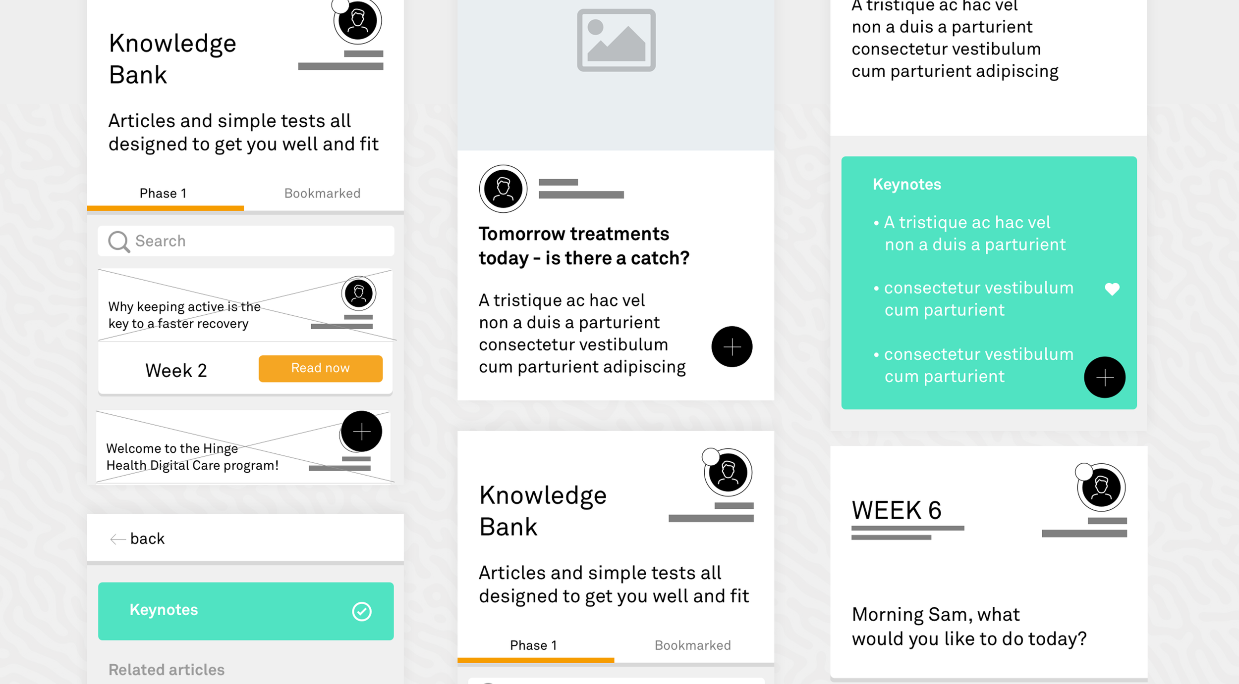 Selection of wireframes + Final design screens