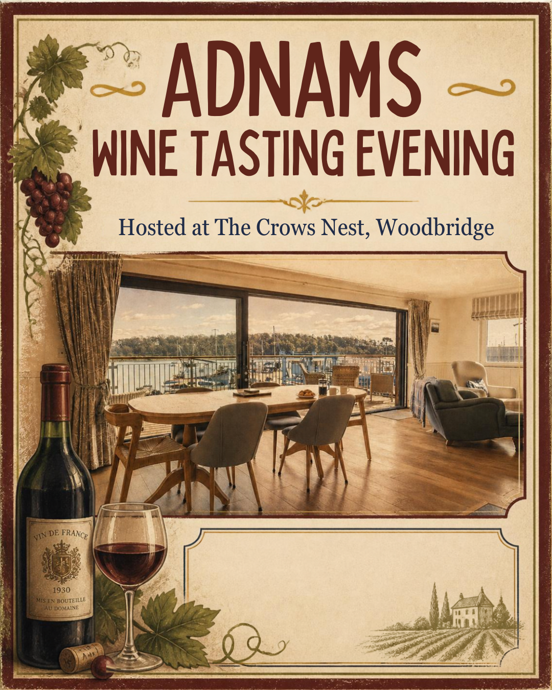Adnams Wine Tasting at The Crow's Nest - Woodbridge