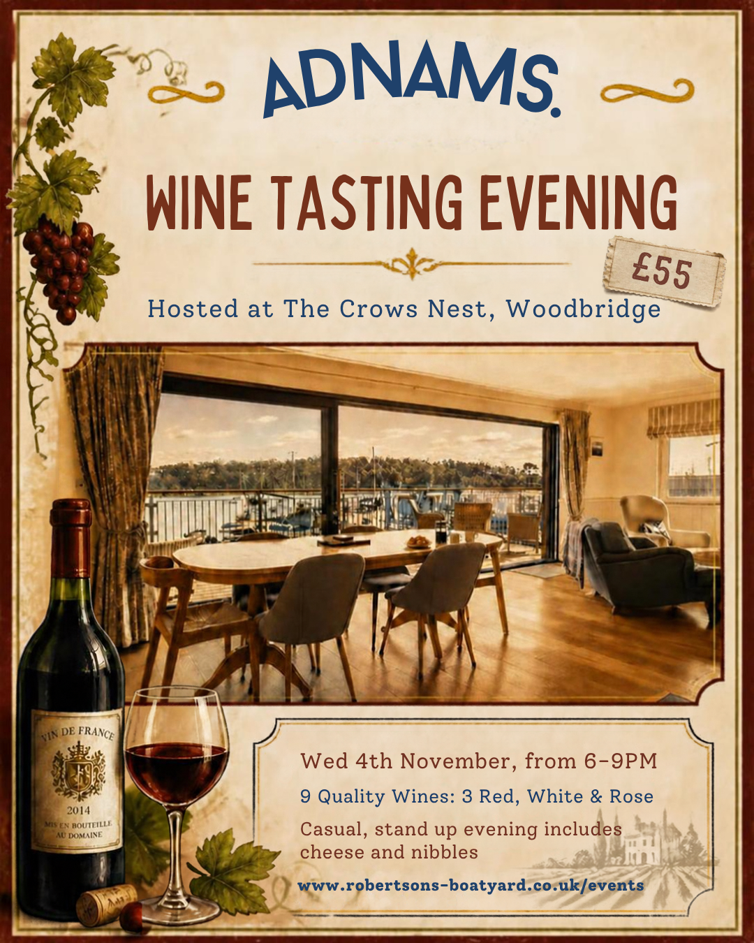 Adnams Wine Tasting at The Crow's Nest - Woodbridge