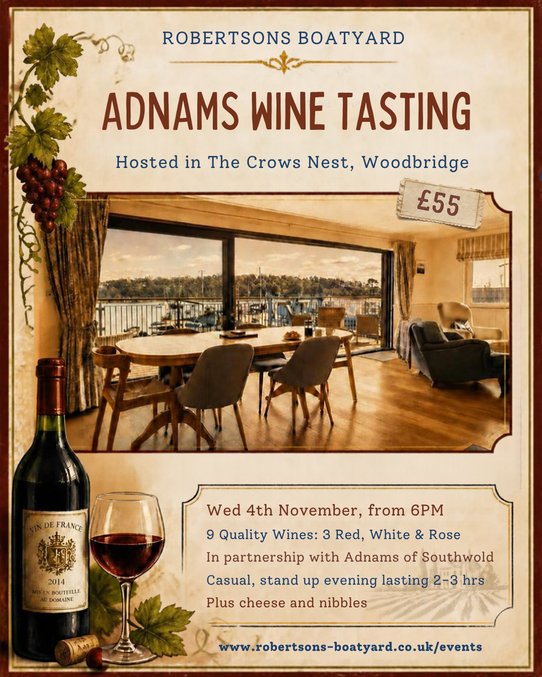 Adnams Wine Tasting at The Crow's Nest - Woodbridge