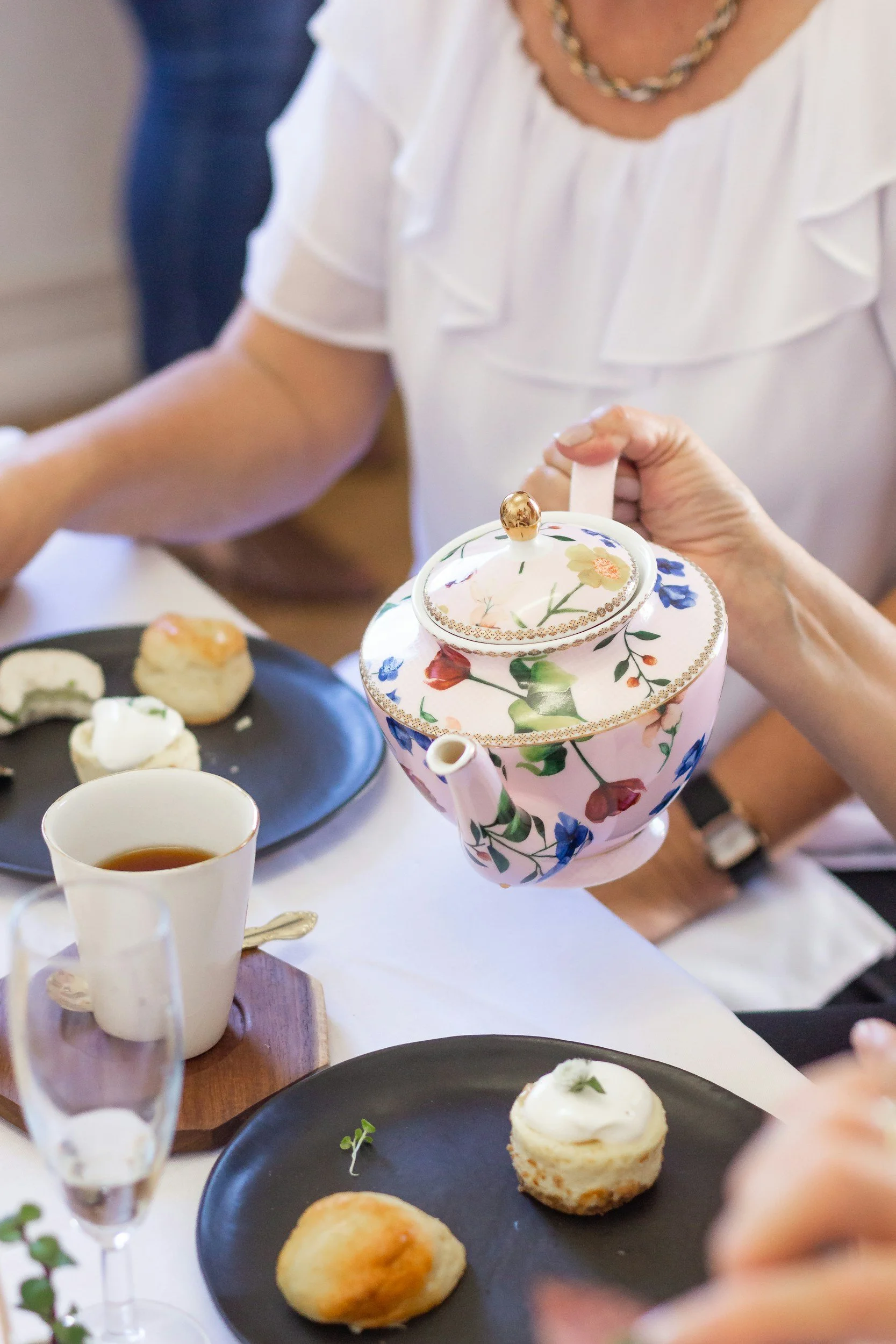 afternoon tea with a vintage china teapot