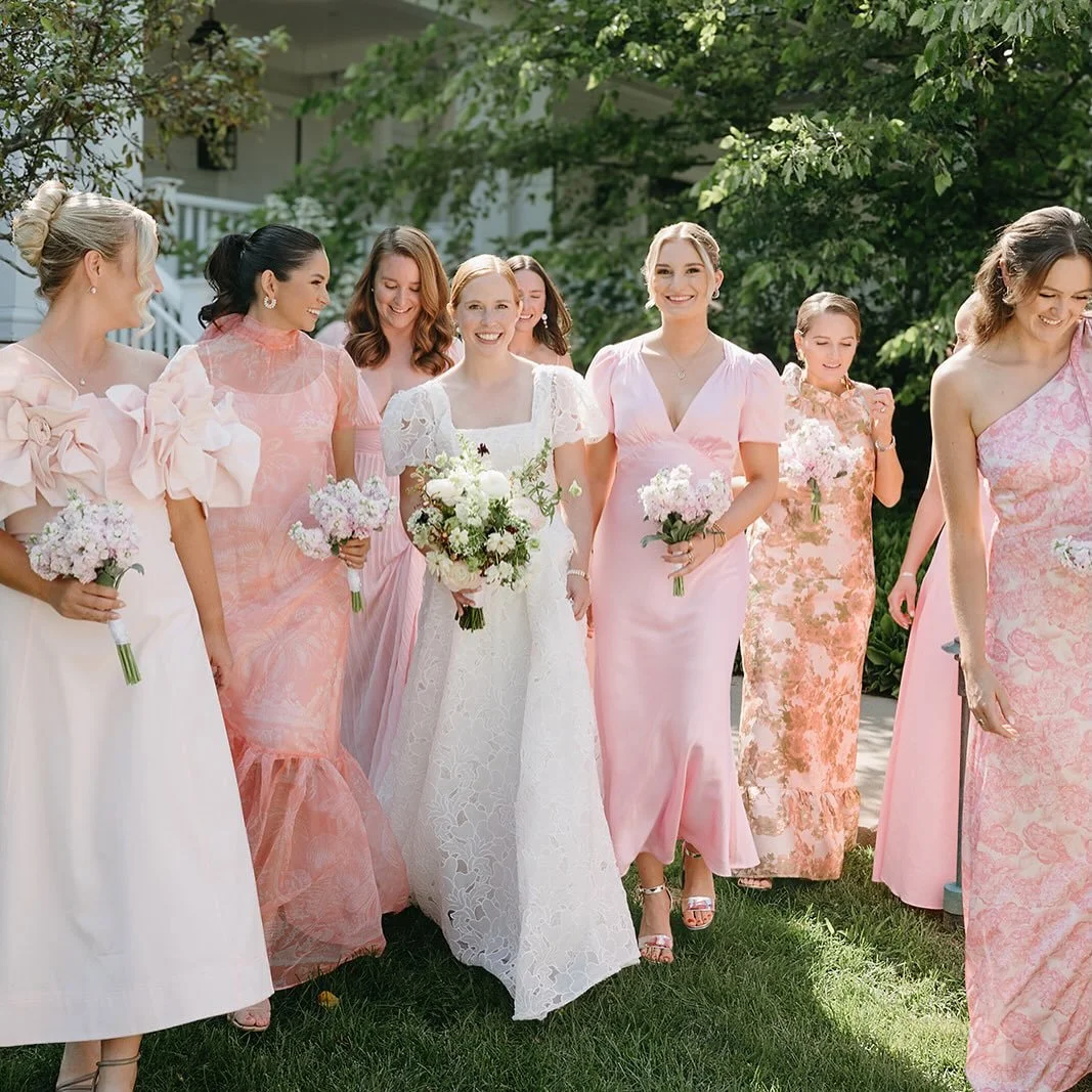 Our favorite dresses of the year! 
Blushing pinks giving us all the drama and detail, picked by Abbie this past summer 🩷

Wedding Venue: @hildenethelincolnfamilyhome @hildeneweddings 
Welcome Party Venue:  @taconichotel 
Planning:  @candicegrace_eve