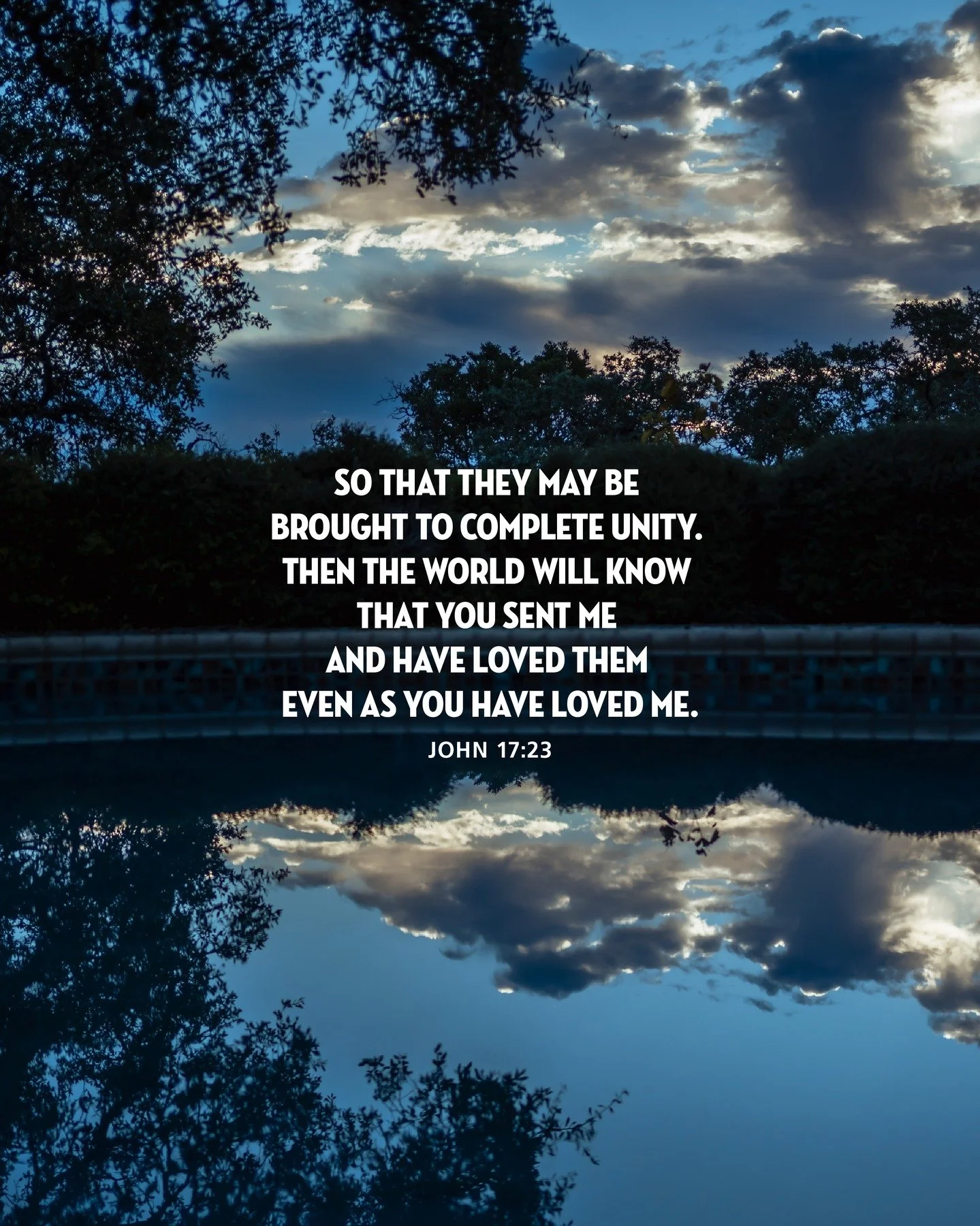 I in them and you in me&mdash;so that they may be brought to complete unity. Then the world will know that you sent me and have loved them even as you have loved me.
- John 17:23

Jesus said that He was sent that we would know God&rsquo;s love and dw