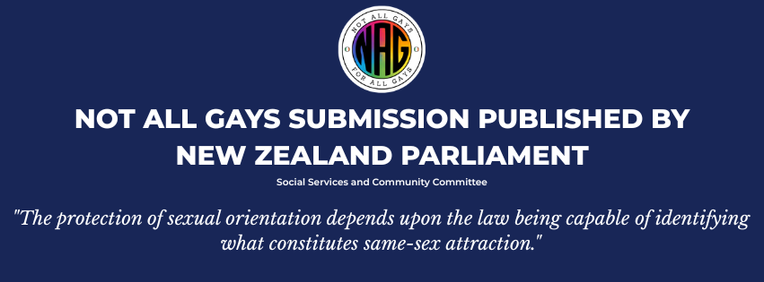 - Submission to the New Zealand Parliament's  on the Definition of Woman and Man Bill