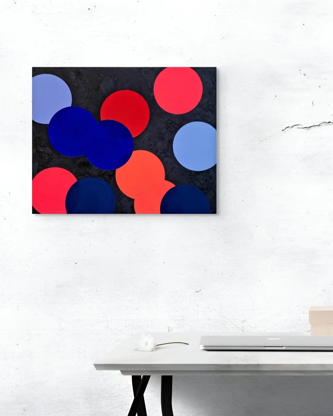 Meet the collection 3/4 &quot;According to the Academics&quot;
An academic paper found that blue, red, and green paintings sell best at auctions. Should we feel cheerful about that? But which shades and textures? This series wittily challenges the da