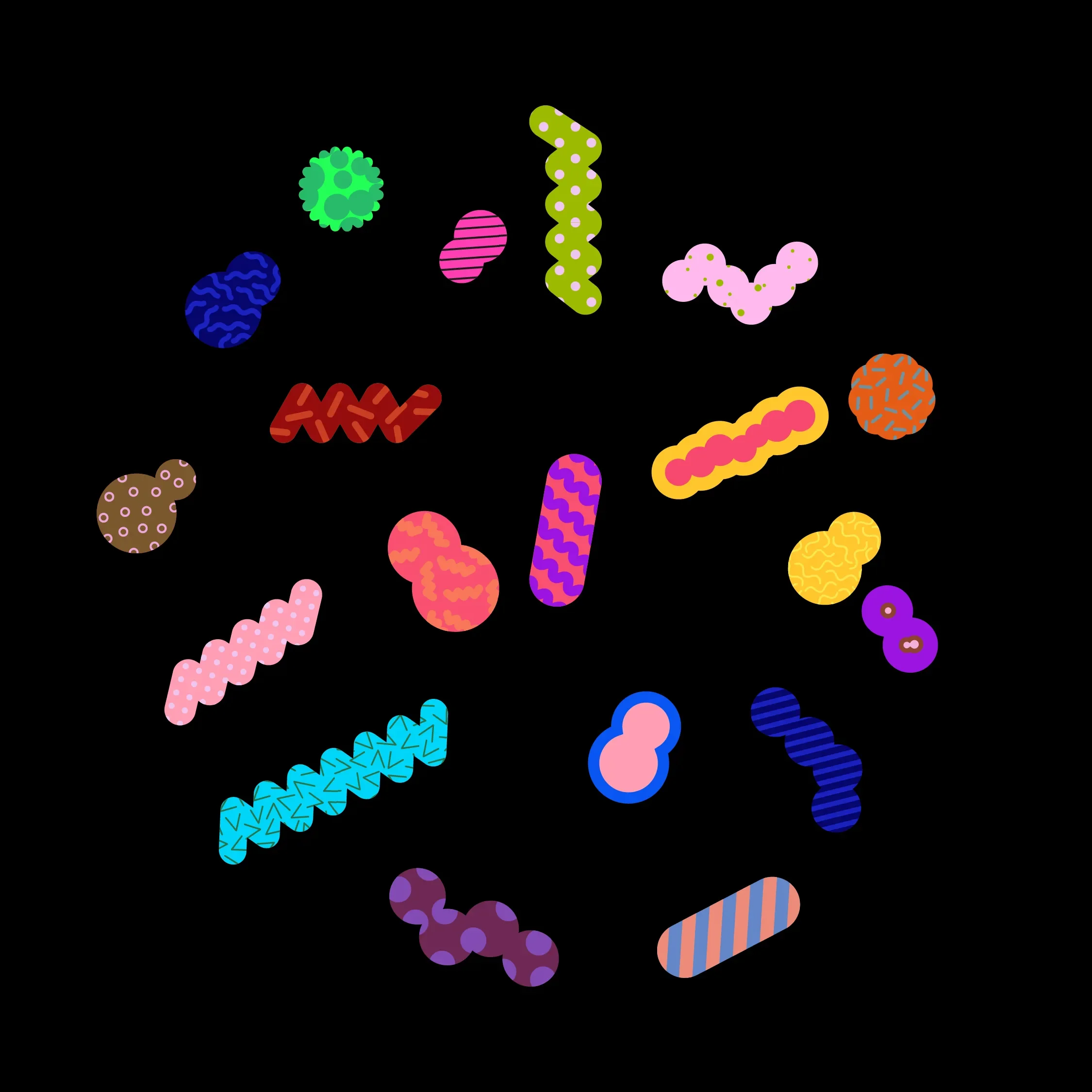 Microbiome and Kensington colour inspired art by London-based artist MAMIMU, June Mineyama-Smithson