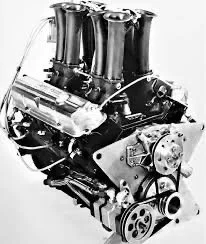 black and white chevvy engine