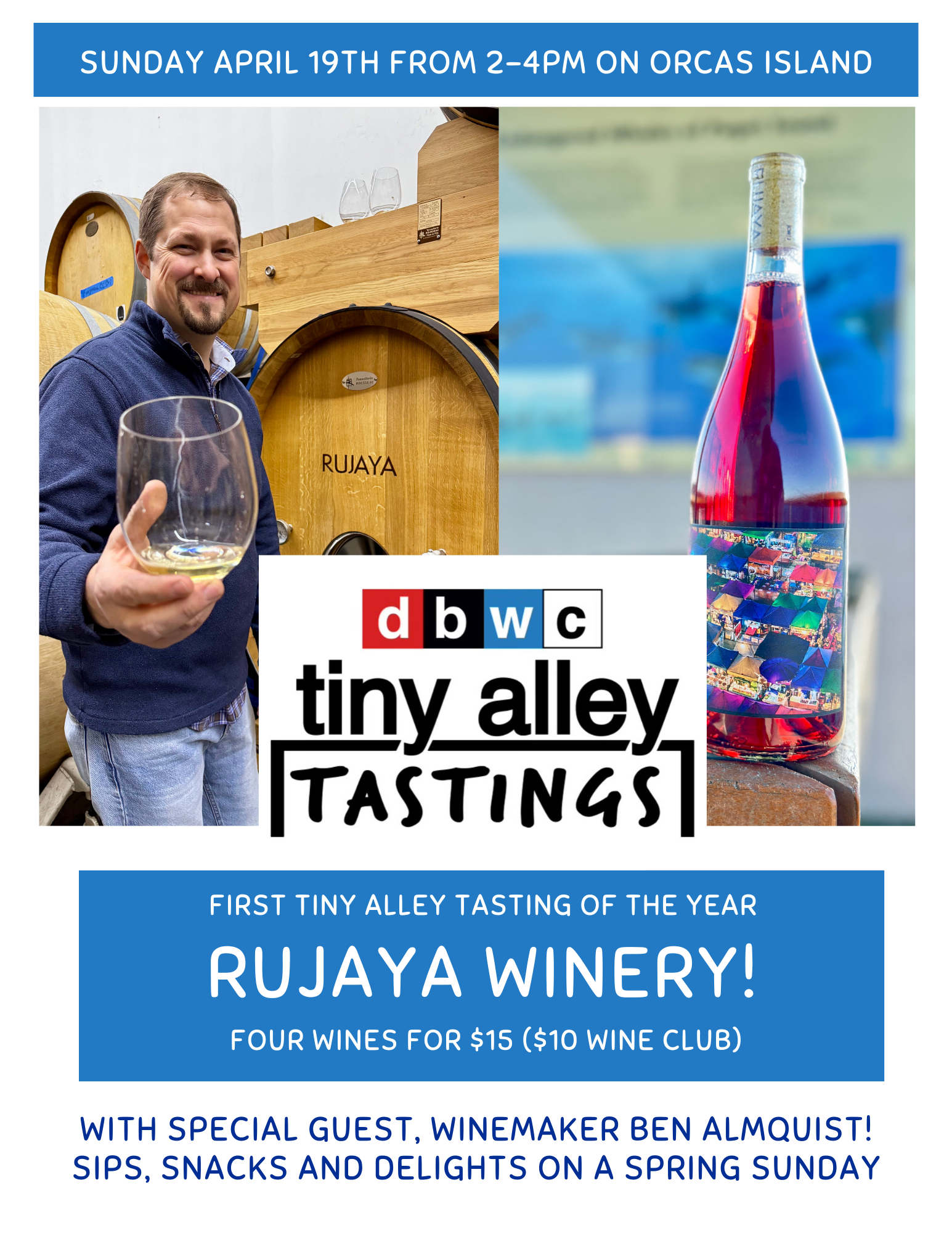 Tiny Alley Tasting with Rujaya Winery - Ocas Island