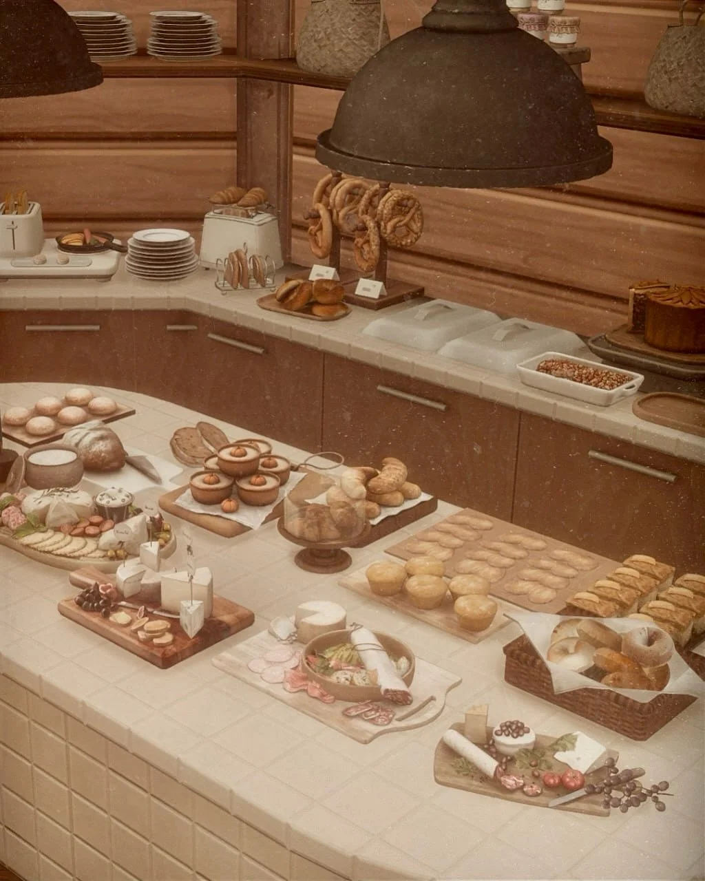 Morning light fills the breakfast hall &mdash; fresh bread, coffee, and laughter set the tone for a new day at Everpine. 🥐

#sims4build #sims4resort #sims4aesthetic #sims4interior #sims4family #sims4lot #sims4community #sims4inspiration #sims4cozy #