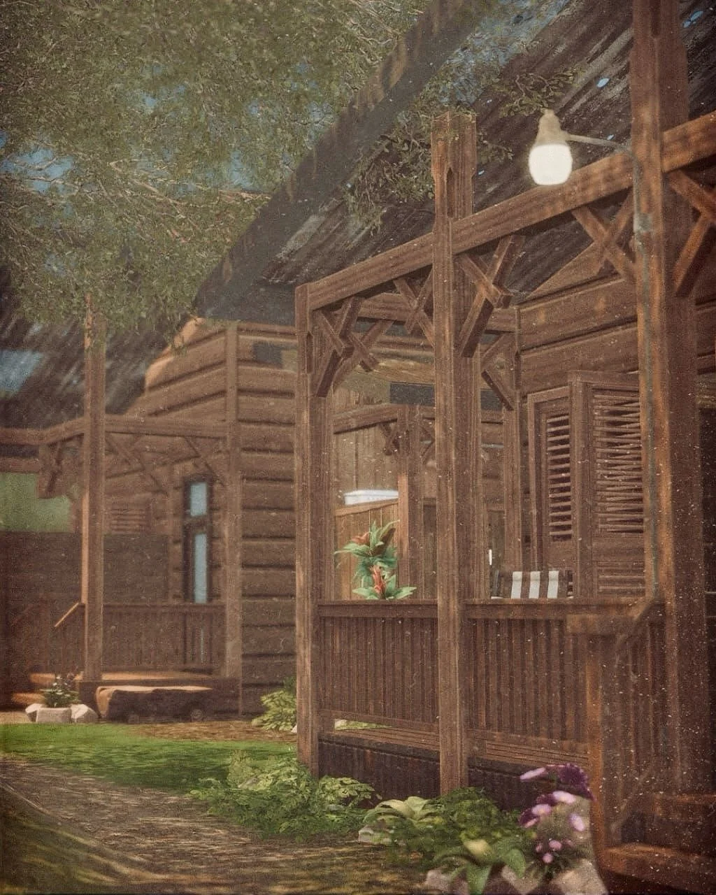 Bathed in sunlight and surrounded by whispering pines &mdash; the Everpine Lodges are the heart of this peaceful forest retreat. ☀️🌲 Perfect for families, friends, and anyone who dreams of waking up to birdsong and fresh mountain air.

#sims4 #sims4