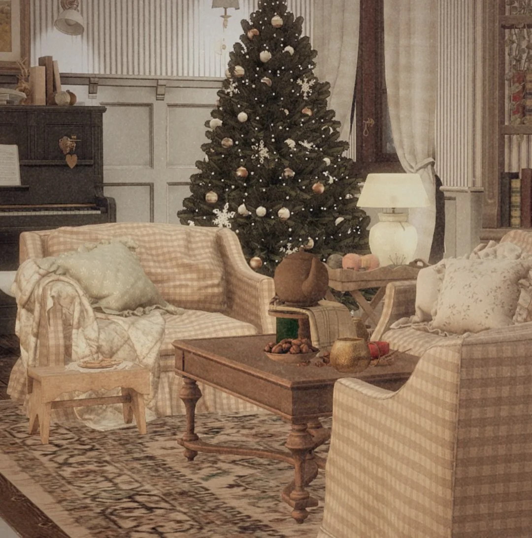 A rustic dining room set for slow December evenings and long conversations.
Here, dinners stretch late into the night, candles flicker, and the whole room smells like warm spices and winter comfort. A place where Christmas truly gathers. 🎄🤍

#sims4