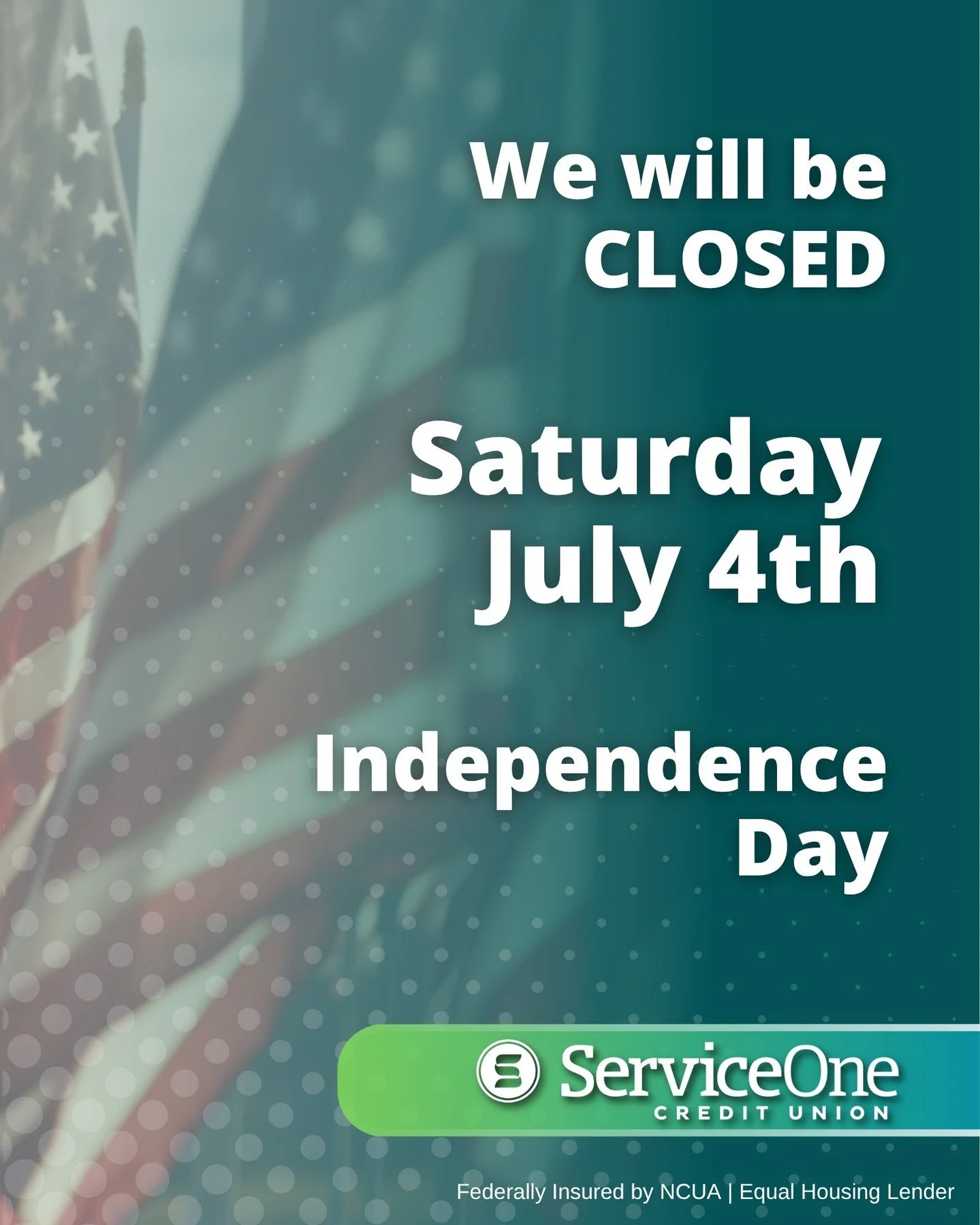 🎆 Happy Independence Day!

We will be closed, Saturday, July 4th, for Independence Day.

As always, our ATMs and online banking are available 24/7.