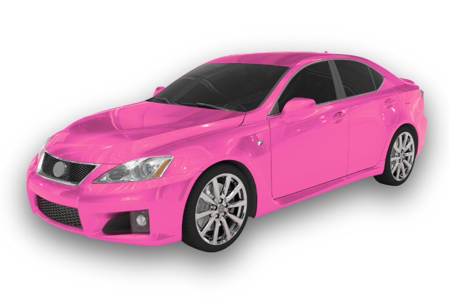 A hot pink sedan