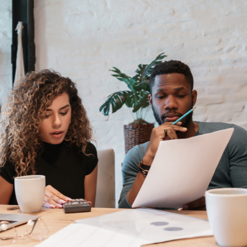 Couple reviewing their finances together