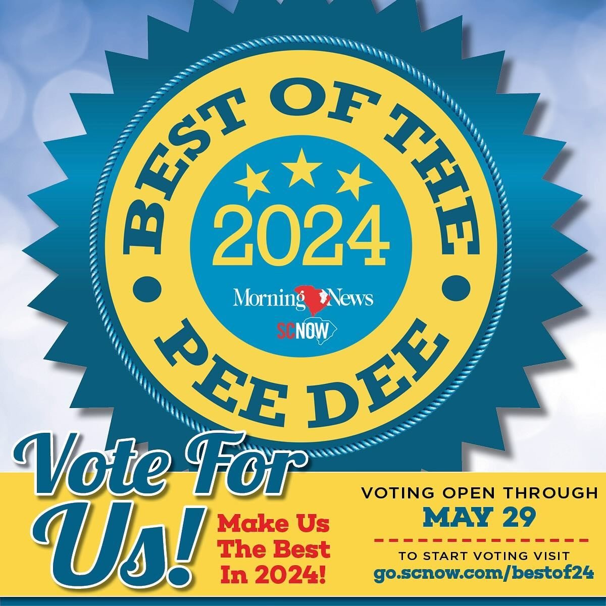 🤩Would ya lookie there; your Safe, Personal, &amp; Connected credit union has been nominated for BEST FINANCIAL INSTITUTION in the Pee Dee!

☑️Vote for this category and TONS of others from a selection of your favorite local businesses at &quot;SCNo