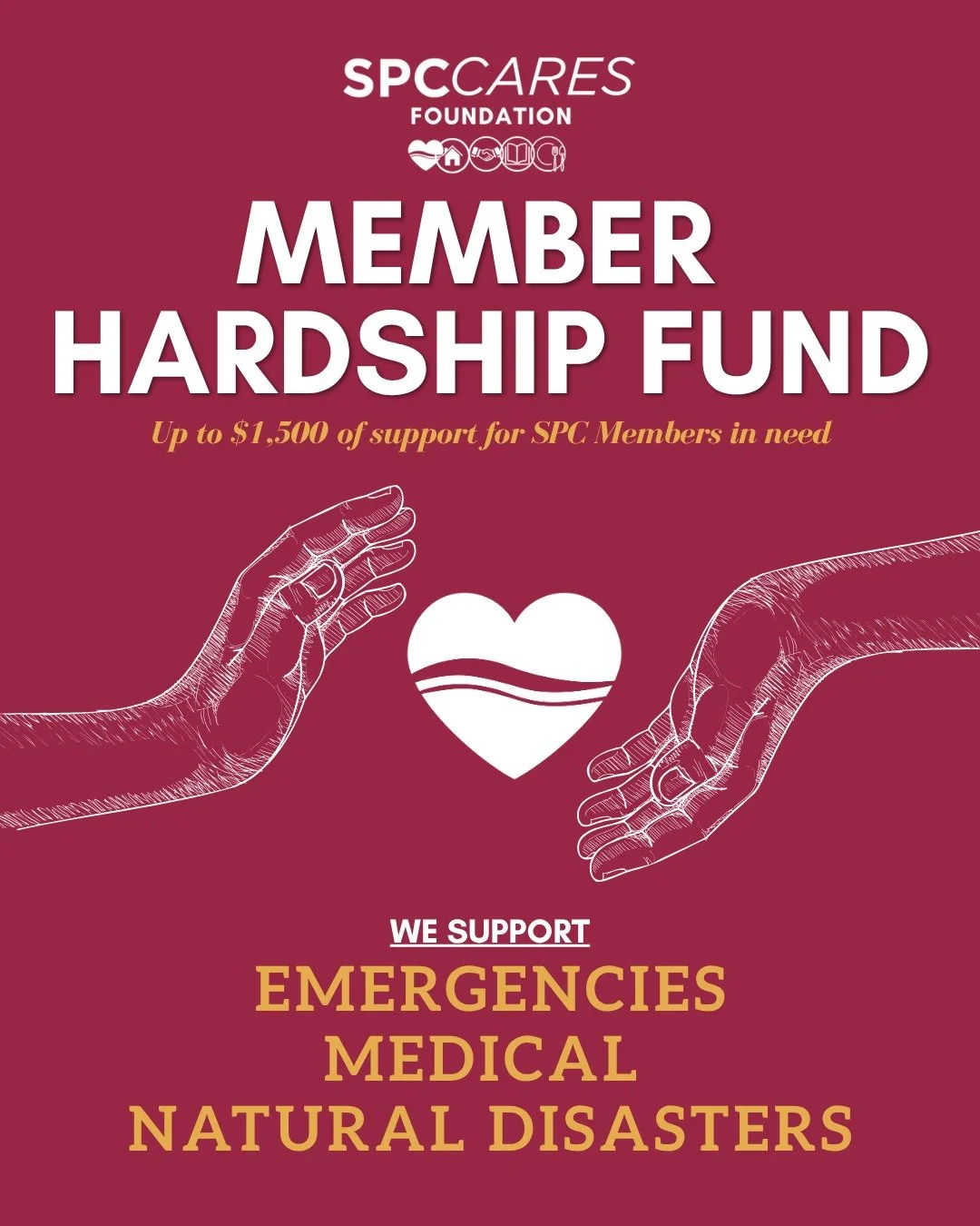 Hardship hits when you least expect it and we are here to support our Members when the unexpected happens. 🤝✨

Whether it's a natural disaster, a sudden illness, or another major crisis, the the SPC Cares Foundation Member Hardship Fund provides gr