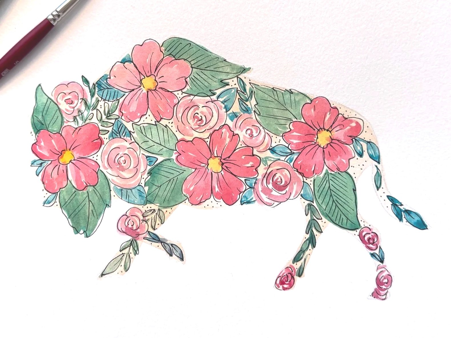 Spring Floral Buffalo Watercolor Workshop 1 of 2
