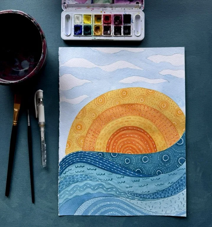 ocean sunset doodles-desk.jpg