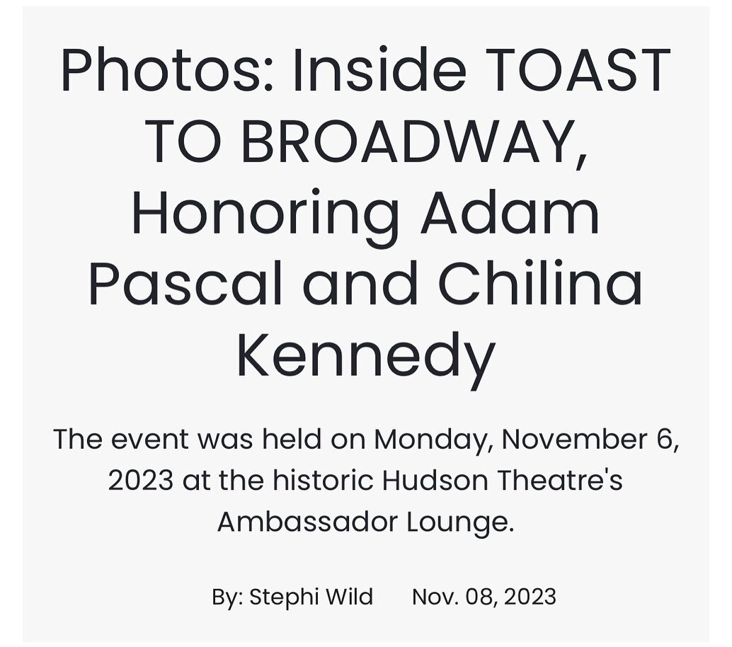 Thank you to Broadway World for covering our inaugural A TOAST TO BROADWAY! 

Photography: @santiagraphy 
Story: @officialbroadwayworld  Stephi Wild