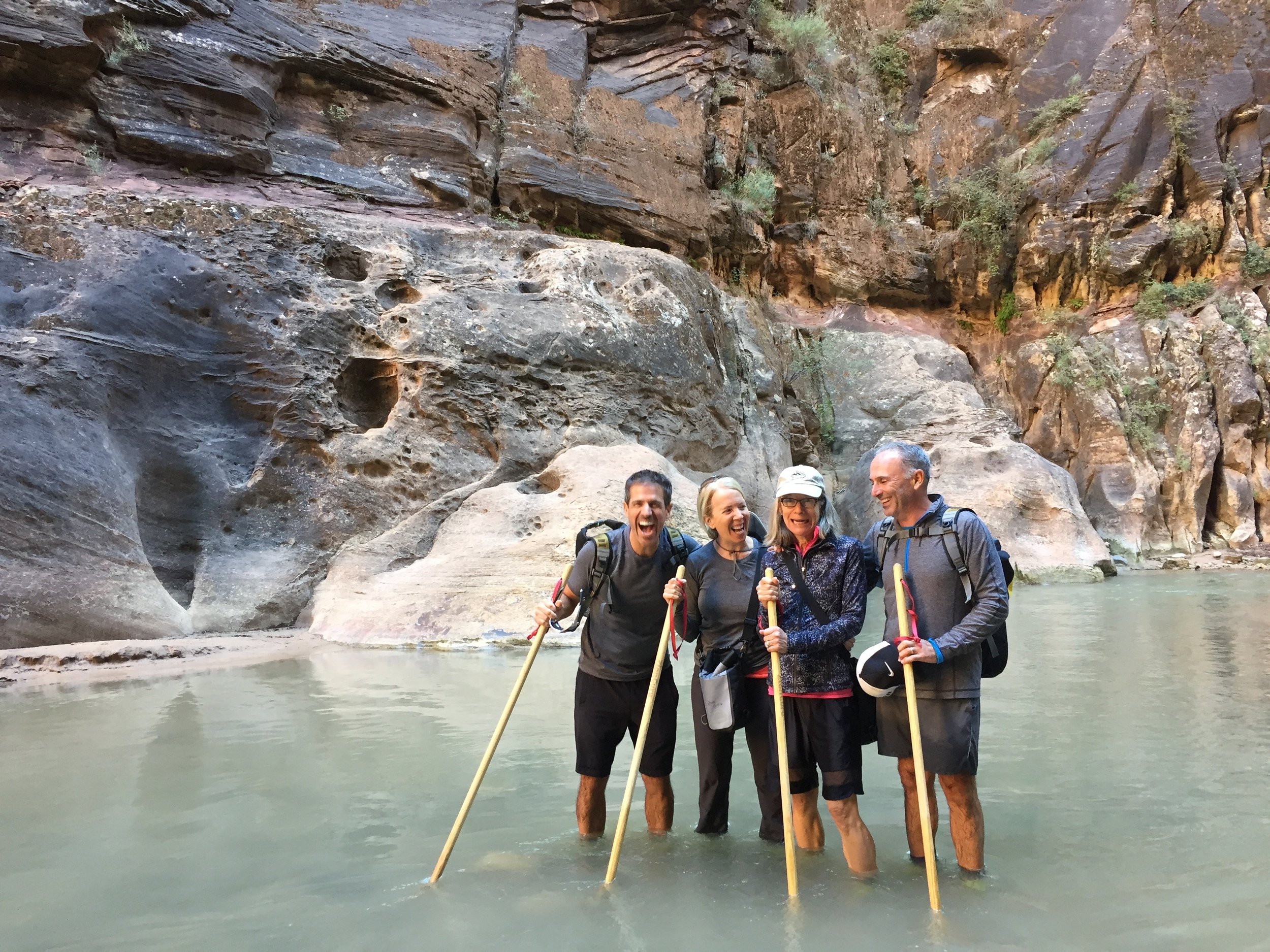 Group of hikers posing in the Zion Narrows. (Copy)