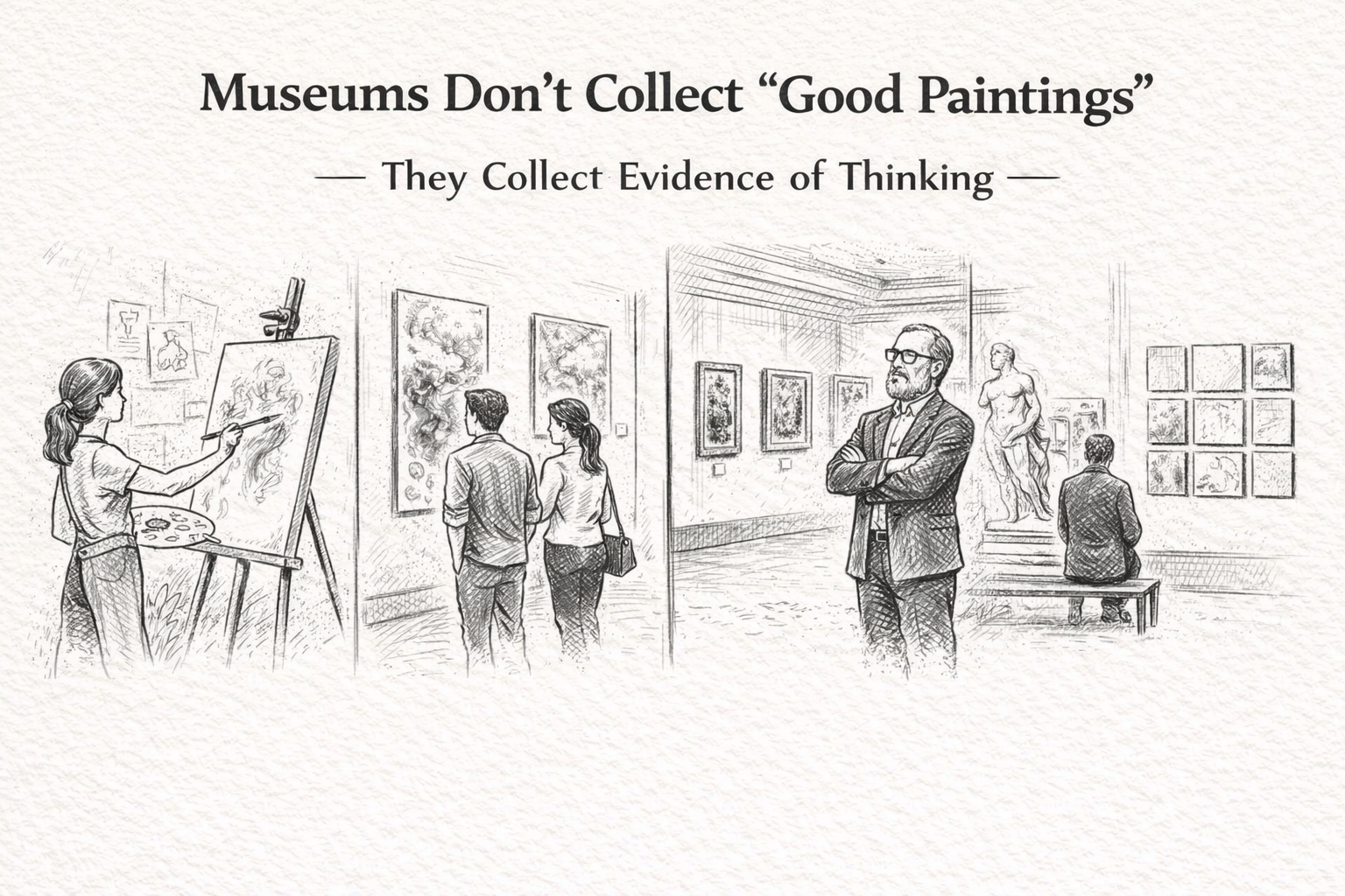 Museums do not collect “good paintings.” They collect evidence of thinking.