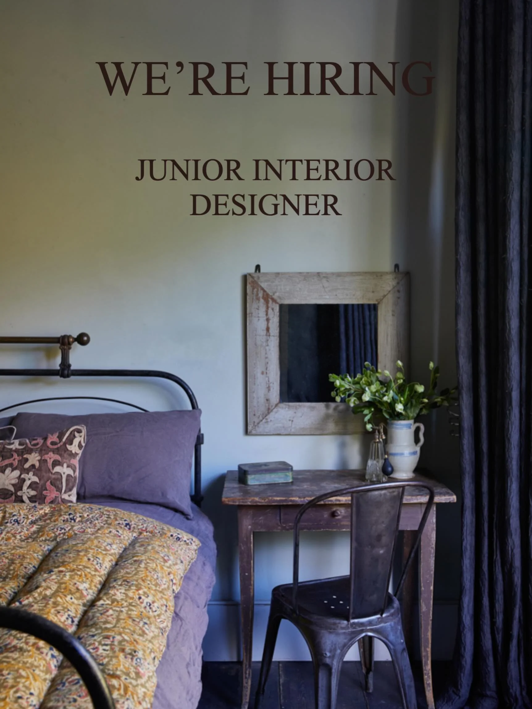 We&rsquo;re looking for a full time junior interior designer to join our small, friendly &amp; busy studio in Primrose Hill with at least one year&rsquo;s experience in a similar role. 

The ideal candidate must be proficient in AutoCAD and who is hi