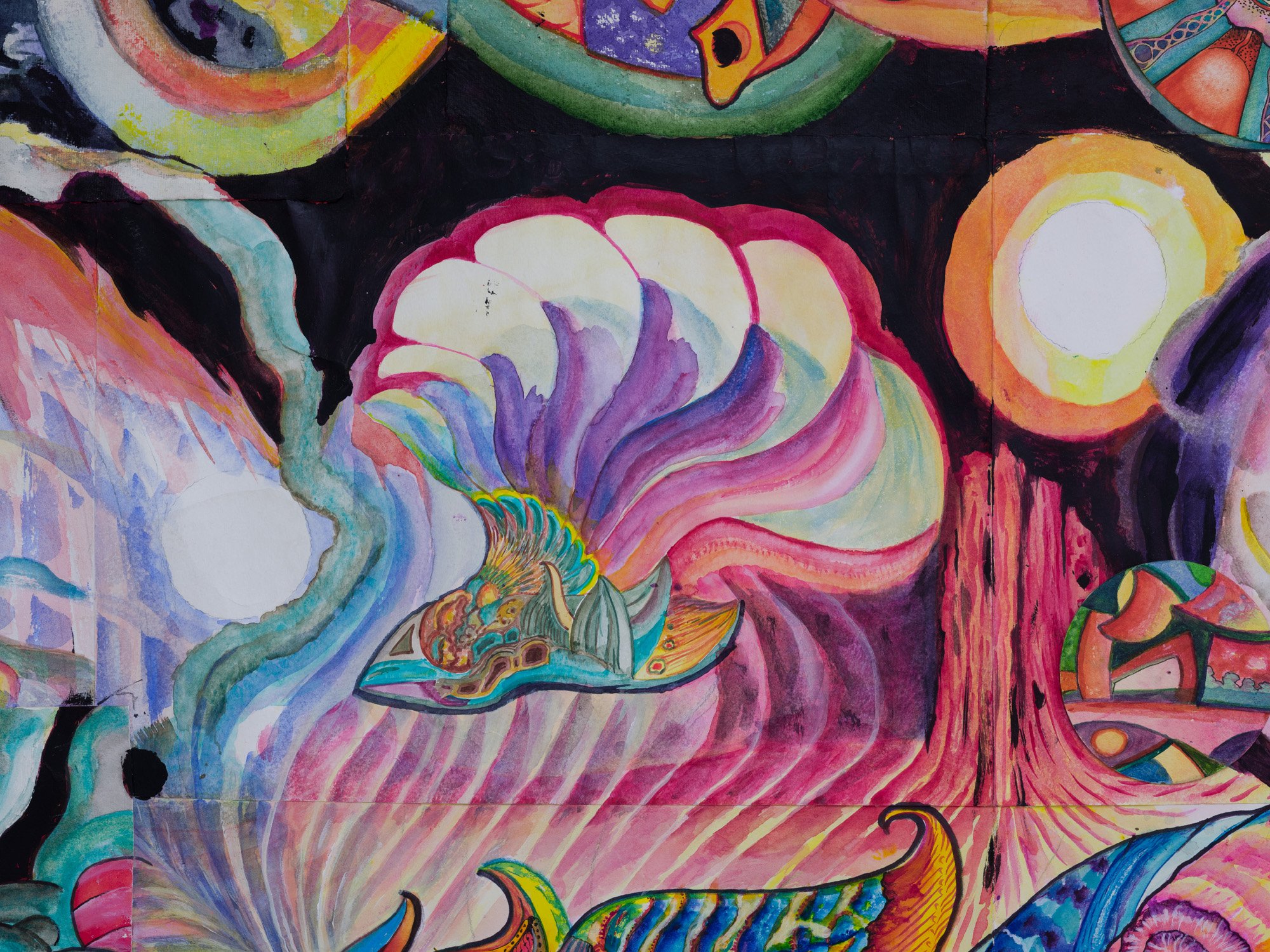 Ann Churchill, Large Scroll: Covid Times, 2010 - 2023. Mixed media on paper, 265 x 124 cm
