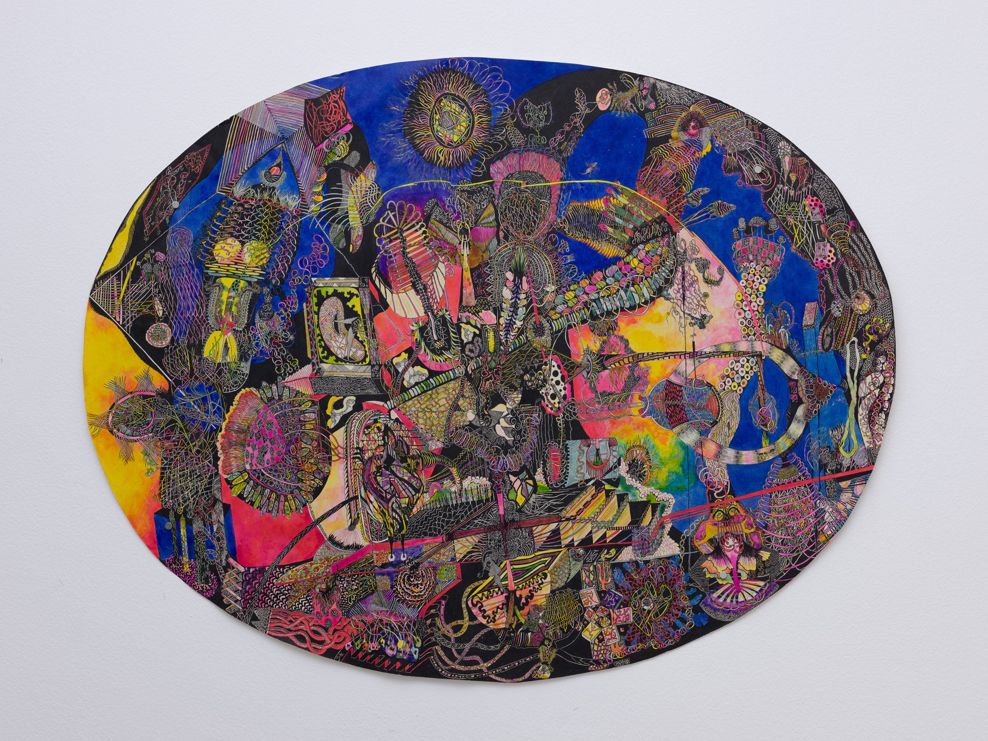 Ann Churchill, Blue Oval drawing, 1975, Ink on paper, 55.6 x 42.8cm (details below)