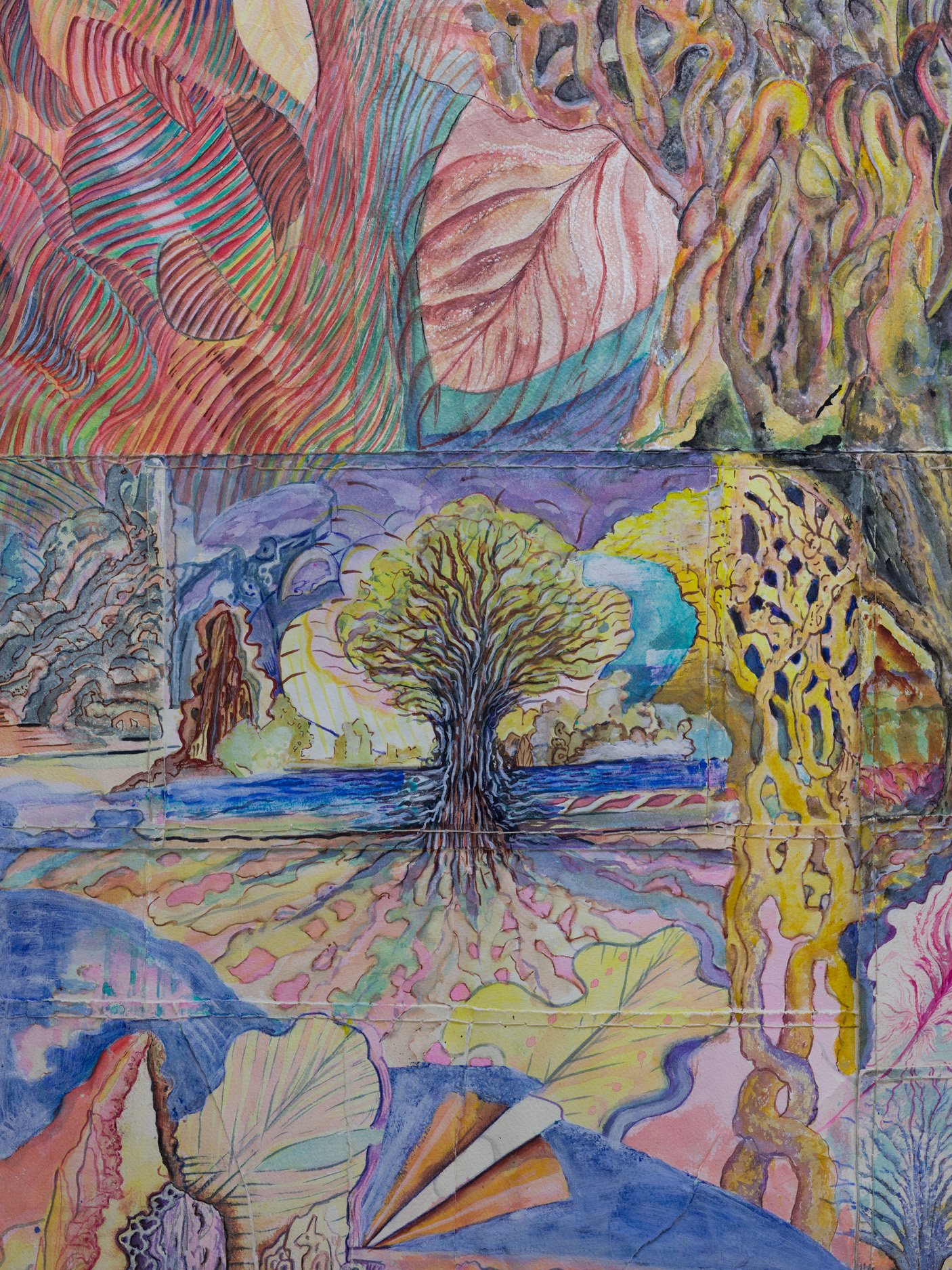 Ann Churchill, Large Scroll: Two Trees, 2015 - 2023. (detail)